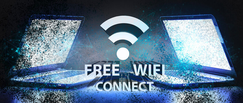 business concept. sharing wifi free 3D illustration