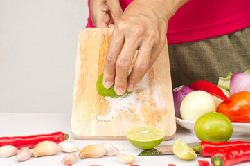 rub chopping board with salt and lemon and wash with water can get rid of meat smell , kitchen tips