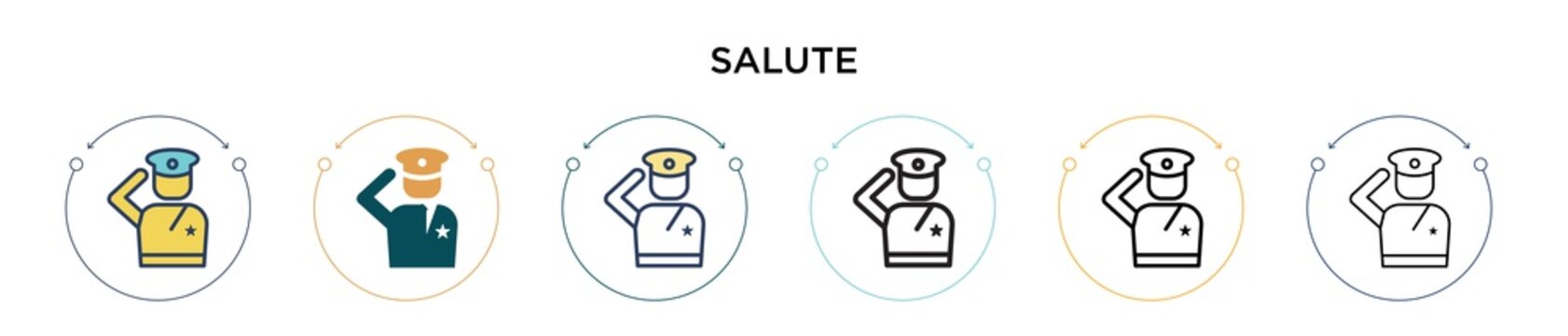 Salute Icon In Filled, Thin Line, Outline And Stroke Style. Vector Illustration Of Two Colored And Black Salute Vector Icons Designs Can Be Used For Mobile, Ui, Web