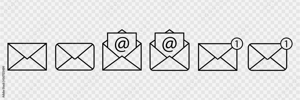 Poster envelope set vector icon. document enclosed in an envelope, closed and envelope with message. mail i
