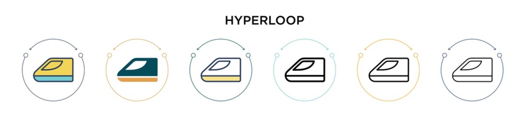 Hyperloop icon in filled, thin line, outline and stroke style. Vector illustration of two colored and black hyperloop vector icons designs can be used for mobile, ui, web