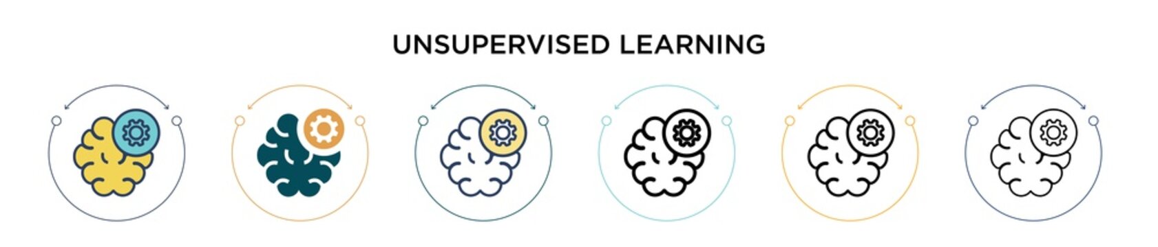 Unsupervised learning icon in filled, thin line, outline and stroke style. Vector illustration of two colored and black unsupervised learning vector icons designs can be used for mobile, ui, web
