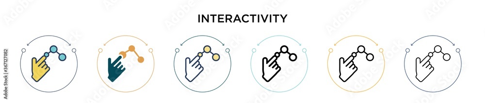 Poster interactivity icon in filled, thin line, outline and stroke style. vector illustration of two colore
