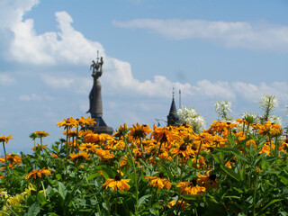 Orange flowers in the port of Konstanz