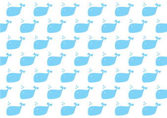 Obraz premium Seamless sea cute pattern with whale, summer pattern vector