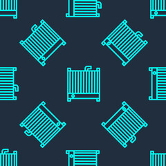 Green line Car radiator cooling system icon isolated seamless pattern on blue background. Vector Illustration.