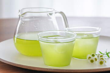 冷たい緑茶　夏のイメージ