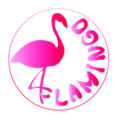 Fototapeta premium vector pink flamingo logo isolated on white background, flamingo icon with lettering