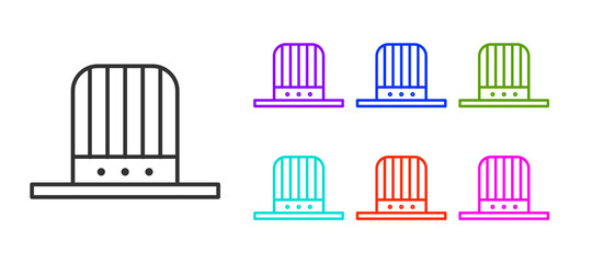 Black line Patriotic American top hat icon isolated on white background. Uncle Sam hat. American hat independence day. Set icons colorful. Vector Illustration.