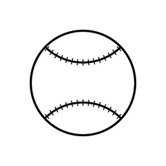 Black baseball ball on a white background, vector illustration