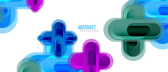 Modern vector glass cross shape abstract technology background for cover, placard, poster, banner or flyer