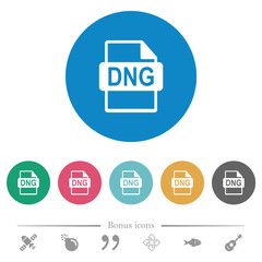 DNG file format flat round icons