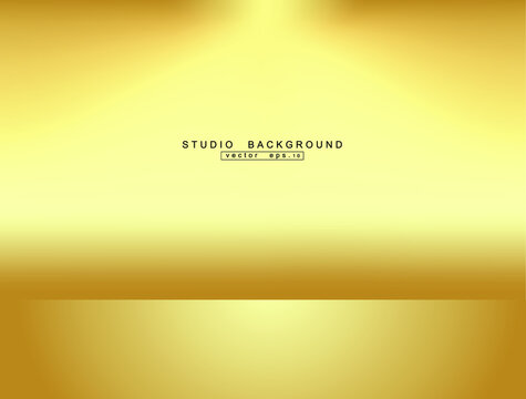 Empty gold gradient studio room Backdrop. luxury frame interior with copyspace for your creative project . Vector illustration EPS 10