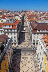 Lisbon, Portugal - October 20, 2019: Rua Augusta Street in the Baixa District of Lisbon, Portugal....
