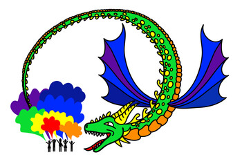 Dragon festival of Holi colors