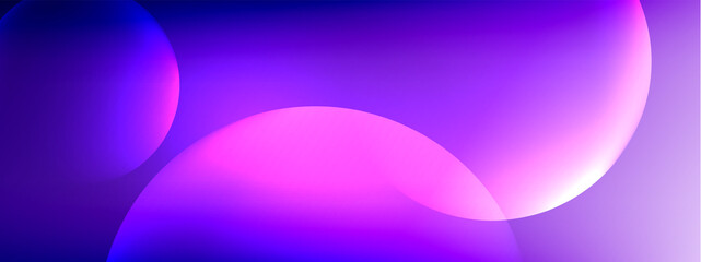 Vector abstract background liquid bubble circles on fluid gradient with shadows and light effects. Shiny design templates for text