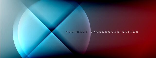 Vector abstract background - circle and cross on fluid gradient with shadows and light effects. Techno or business shiny design templates for text