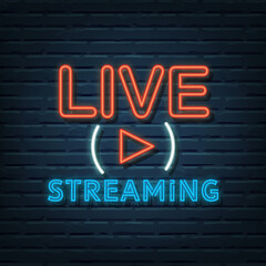 Obraz premium live streaming neon sign