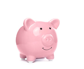 Pig piggy bank isolated on white background