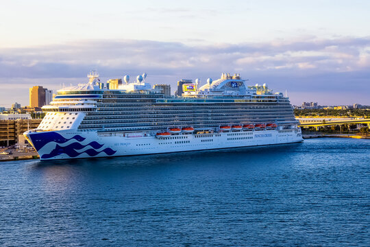 Fort Lauderdale - December 1, 2019: Sky Princess cruise ship docked at seaport Port Everglades
