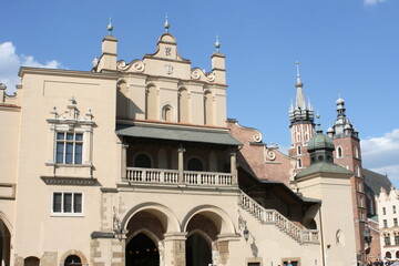 Marktplatz in Krakau. Tuchhallen. Marienkirche. Krakow. Cracow.