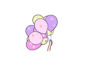 
Holding a balloon floating in the air