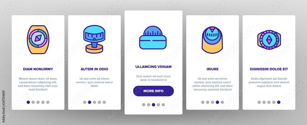 Poster compass navigational equipment onboarding mobile app page screen vector. compass tool application fo