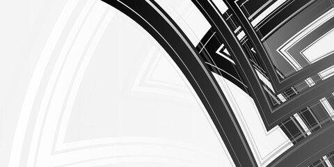 Modern abstract black white presentation background with curve wave lines texture pattern