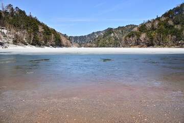Freezing lake in Japan