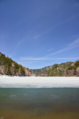Fototapeta na wymiar Freezing lake in Japan