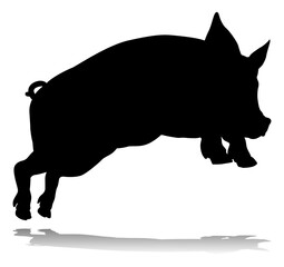 A pig silhouette farm animal graphic