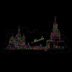Night Moscow, Red Square, sketch for your design