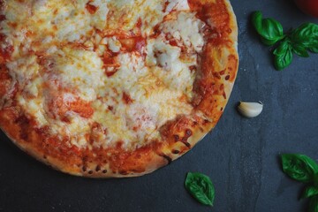 Homemade Fluffy Cheese Pizza, selective focus