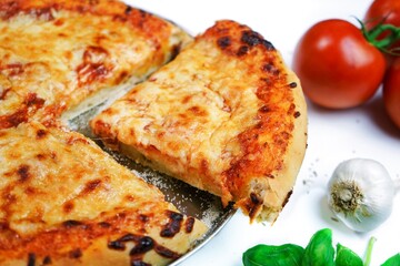 Homemade Fluffy Cheese Pizza, selective focus