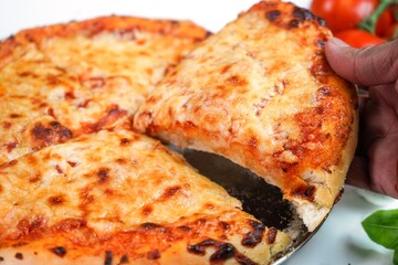 Homemade Fluffy Cheese Pizza, selective focus