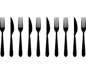 fork and knife illustration on white background 