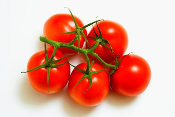 Fresh tomatoes on a white background.