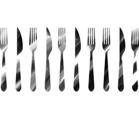 fork and knife illustration on white background 