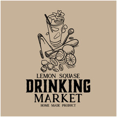 lemon drinking illustration design vector