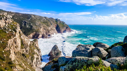 Cabo da Roca (Cape Roca), Portugal, the westernmost point of mainland Europe. Atlantic Ocean.