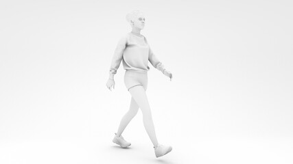 Women walking in white design background
