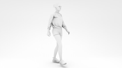 Women walking in white design background