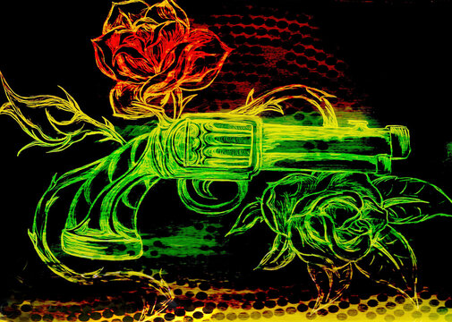 graffiti on a wall gun