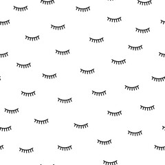 Vector seamless background with a pattern of closed eyes with eyelashes. Kids cute fabric print