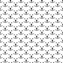 Vector seamless background with a pattern of the face bears. Kids cute fabric print