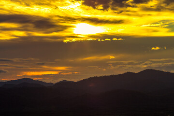 Natural background, high angle from the high mountains that can see the scenery around, the wind blows through the cool, blurred of traveling, the integrity of the moist forest.