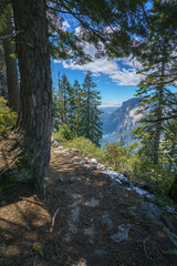 hiking the four mile trail in yosemite national park in california, usa