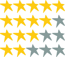 Star rating stars. Gold five stars rating icon set. Vector illustration.