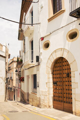 Fototapeta na wymiar narrow street in the old town of sitges spain