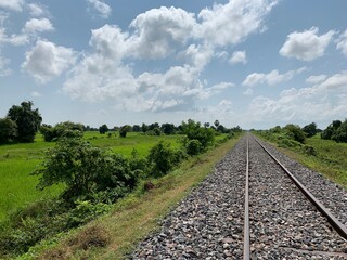 Fototapeta premium Chemin de fer du train de bambou à Battambang, Cambodge